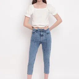 Belliskey Women Blue Slim Fit High-Rise Heavy Fade Jeans-image-35