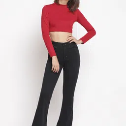 Belliskey Women Black Bootcut Mid-Rise Clean Look Stretchable Jeans-image-33