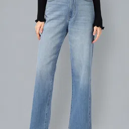 Flying Machine Women Wide Leg High-Rise Clean Look Light Fade Stretchable Jeans-picture-12