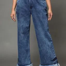 BAESD Women Clean Look High-Rise Light Fade Cotton Wide Leg Jeans-image-47