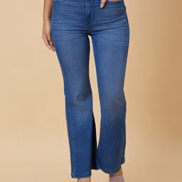 Globus Women Blue Bootcut Fit High-Rise Light Fade Whiskers Jeans-image-55