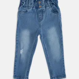 Pantaloons Baby Girls Blue Low Distress Light Fade Jeans-picture-54