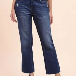 CAMLA Women Flared Low Distress Light Fade Pure Cotton Jeans-image-97