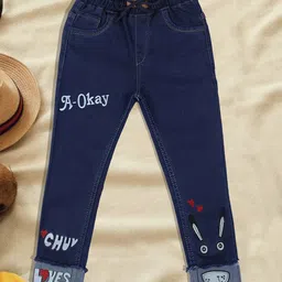 A-Okay Girls Jogger Embroidered Stretchable Clean Look Jeans-picture-29