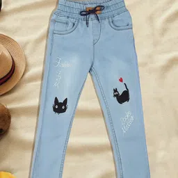 A-Okay Girls Jogger Embroidered Light Fade Stretchable Clean Look Jeans-image-47
