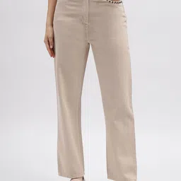 ELLE Women Straight Fit Clean Look Mid Rise Cotton Jeans-image-83