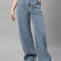 TARAMA Women Blue Wide Leg High-Rise Jeans-picture-35