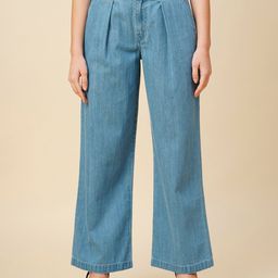 Chemistry Women Clean Look Mid-Rise Pure Cotton Wide Leg Jeans-picture-35