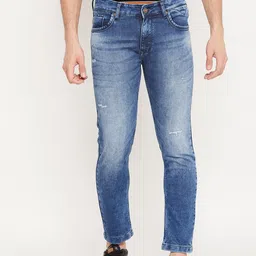 Duke Men Blue Slim Fit Low Distress Heavy Fade Stretchable Jeans image 1