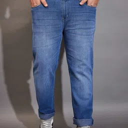 bigbanana Men Plus Size Blue Comfort Heavy Fade Stretchable Jeans-picture-14