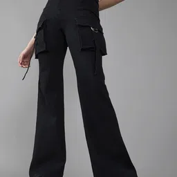 DOLCE CRUDO Women Soild Mid-Rise Regular Fit Bootcut Trousers-image-59