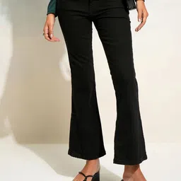 Tokyo Talkies Women Flared Slash Knee Stretchable Jeans-image-1