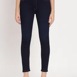 AngelFab Women Jean Skinny Fit Clean Look Cropped Cotton Jeans-image-61