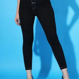 GUTI Women Skinny Fit Clean Look Stretchable Cropped Cotton Jeans-image-67
