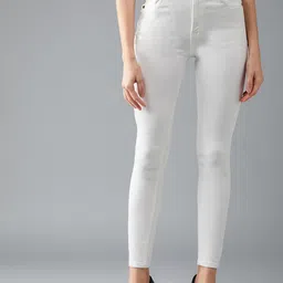 DOLCE CRUDO Women White Skinny Fit High-Rise Clean Look Stretchable Jeans-picture-34