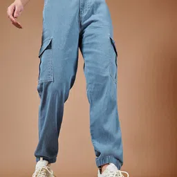DOLCE CRUDO Women High-Rise High-Rise Clean Look Cooton Stretchable Cargo Jeans-image-83