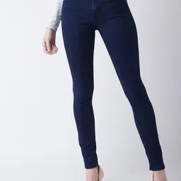 DressBerry Women Navy Blue Skinny Fit Clean Look Stretchable Jeans-image-37
