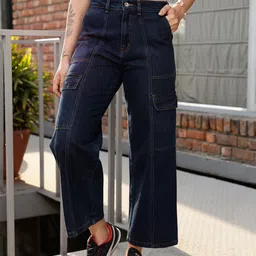 STREET 9 Women Blue Jean Wide Leg High-Rise Pure Cotton Jeans-image-68