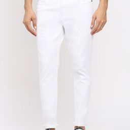 Mast & Harbour Men White Regular Fit Mid Rise Stretchable Jeans-picture-0