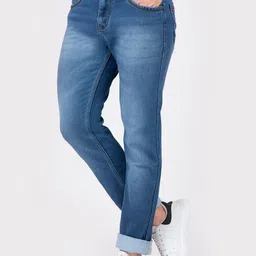 HJ HASASI Men Blue Light Fade Stretchable Jeans image 2