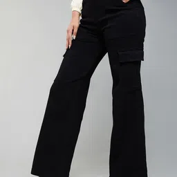 DOLCE CRUDO Women Wide Leg High-Rise Slash Knee Stretchable Jeans-image-97