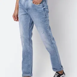 Cantabil Men Blue Mildly Distressed Heavy Fade Jeans image 3