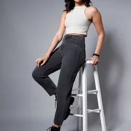 High Star Women High-Rise Mom Fit Jeans-image-37