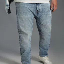 Freeform by High Star Plus Size Men Mid-Rise Tapered Fit Heavy Fade Pure Cotton Jeans image 3