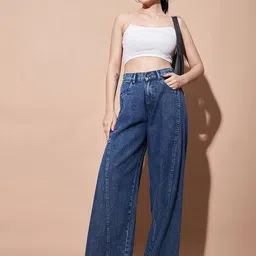 SASSAFRAS BASICS Women Wide leg Mid-Rise Clean Look Heavy Fade Wide Leg Jeans image 5