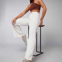 DOLCE CRUDO Straw Hat Women Bootcut High-Rise Clean Look Stretchable Jeans-picture-40