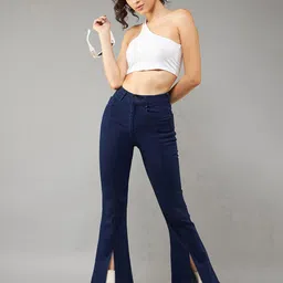 DOLCE CRUDO Women Bootcut High-Rise Stretchable Jeans-picture-24