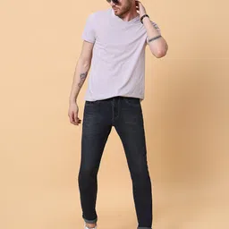 HJ HASASI Men Dark Shade Light Fade Mid-Rise Clean Look Whiskers Stretchable Cotton Jeans image 4