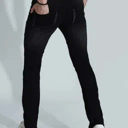 High Star Men Slim Fit Mid-Rise Low Distress Light Fade Stretchable Jeans image 3