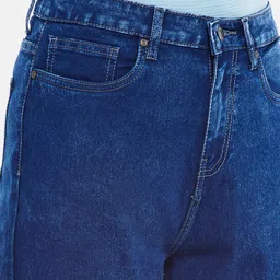 People Women Navy Blue Mom Fit Jeans image 5