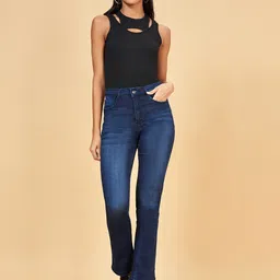 SF JEANS by Pantaloons Women Flared Clean Look Light Fade Stretchable Jeans image 4