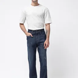 RARE RABBIT Men Comfort Mid Rise Low Distress Light Fade Cotton Jeans image 4