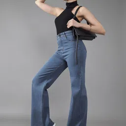 DOLCE CRUDO Women Wide Leg High-Rise Stretchable Jeans image 2