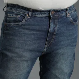 Freeform by High Star Men Plus Size Tapered Fit Mid-Rise Clean Look Pure Cotton Jeans image 2