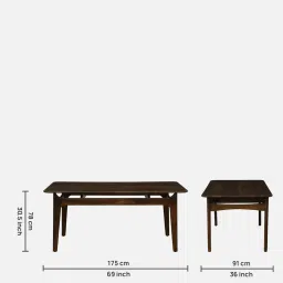 woodsworth from pepperfry Gistel Sheesham Wood 6 Seater Dining Set With Chairs In Scratch Resistant Provincial Teak Finish image 2