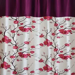 aadi traders Wine Polyester Floral and Solid 7ft Semisheer Eyelet Door Curtains (3Pcs) image 4