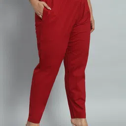 city fashion Women Regular Fit Maroon Cotton Blend Trousers-picture-11