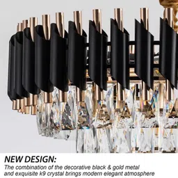 nozz Premium Crystal 400 mm jhoomer Chandelier Ceiling Lamp Chandelier (Black, Gold) Chandelier Ceiling Lamp image 3