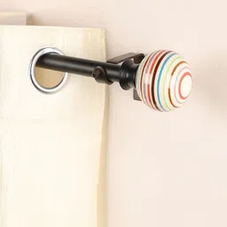 the decor mart Multicolor Iron 48 - 88 Inches Expandable Curtain Rod with Accessories image 1