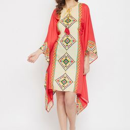 The Kaftan Company Women Beige & Red Printed Kaftan Cover-Up Dress-picture-23