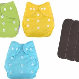 groot Baby Adjustable Cotton Pocket Diapers & Reusable Baby Washable Cloth Diaper with 5 Layers Charcoal Bamboo Insert image 1