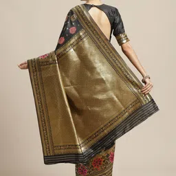 Saree mall Black & Golden Woven Design Banarasi Saree image 3