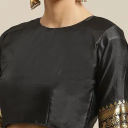 Saree mall Black & Golden Woven Design Banarasi Saree image 2