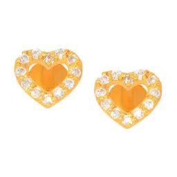 BHIMA 22K BIS Hallmark (916) Yellow Gold Adorned Heart Stud Earrings-picture-16