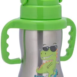 adore Gracious! Stainless Steel Straw Sipper with Twin Handle 290ml- Green Dino-picture-45
