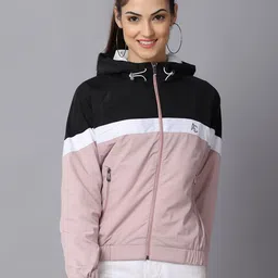 ANTI CULTURE Women Pink Colourblocked Windcheater Crop Outdoor Sporty Jacket-picture-17